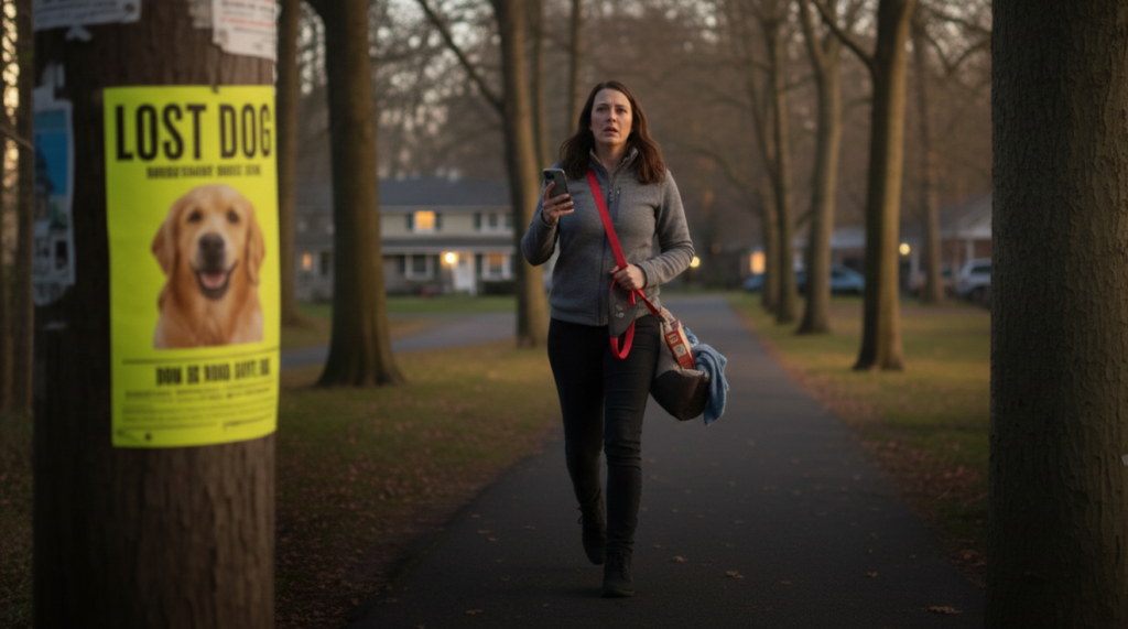 As hard as it sounds, staying calm helps you think clearly.
Start searching on foot around your home and the place your dog was last seen
Bring:
A leash
Favorite treats
Your dog’s blanket or toy (familiar scent helps)
👉 Do not chase your dog if you spot them. Chasing can scare them and push them farther away.
